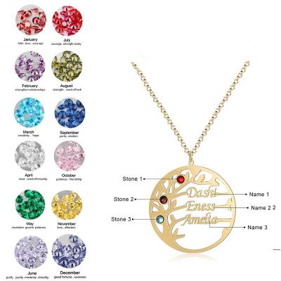 China Romantic Personalized Tree of Life Plating CZ English Store Color Word Name Cross Chain Customized Necklace for sale