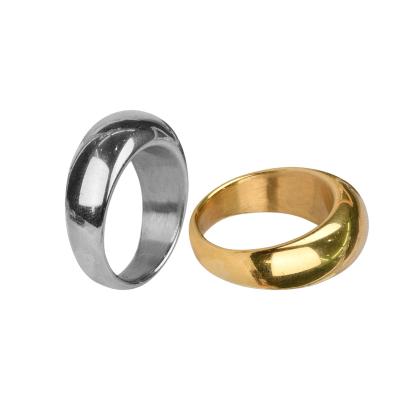 China CLASSIC personalized stainless steel ring thick and shiny custom 18K gold elegant unisex for sale