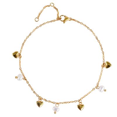 China Stainless Steel Summer Jewelry Bohemia Style CLASSIC Gold Plated Charm Bead Anklet Chain For Girls for sale