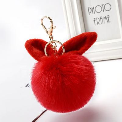 China Wholesale Fashion Accessories Fluffy And Smooth Faux Fur Pom Keychain Faux Fur Pompoms for sale