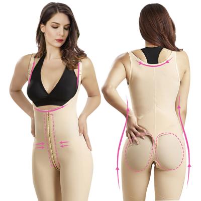 China S-SHAPER Antibacterial Women Antibacterial Women's Open Crotch Butt Lift Garment Adjustable Weight Loss Shapewear Surgery Plus Size Fajas Surgical Suit for sale