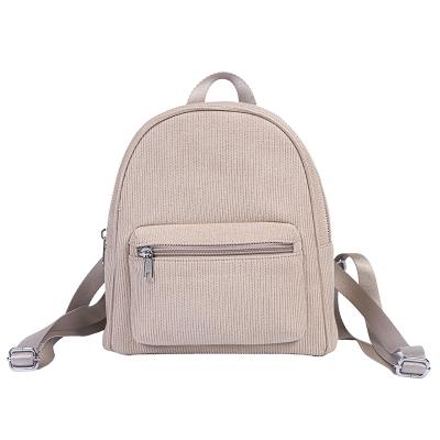 China Waterproof Custom Design Ladies School Bag Corduroy Woman Casual Backpack Shoulder Bag for sale