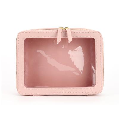 China OEM High Capacity PU &tpu Cosmetic Pouch Pouch Bag Zipper Cosmetic Toiletry Case Pink Cosmetic Pouch Bag for sale