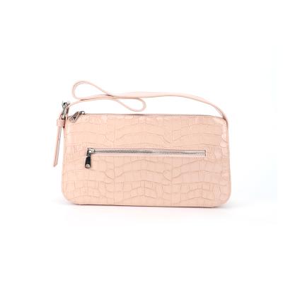 China Wholesale Custom Fashion Logo Underarm Bag Pink Female Alligator Party Shoulder Bag for sale