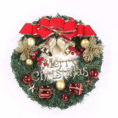 China New Wholesale Plastic + Fabric Christmas Wreath Christmas Ornaments Shopping Mall Hotel 30CM Christmas Wreath Pendant for sale