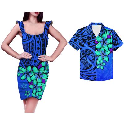 China Custom Lady Clothing Men Elegant Sundress Plumeria Style Couple Polynesian Tribal Outdoor Sleeveless Dresses Plus Size Women Cool T Shirts for sale