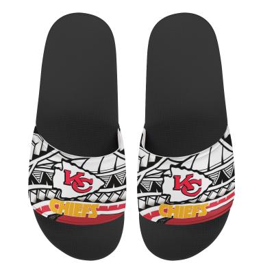 China PU NFL Football Upper Team Logo Print Slippers New Design Fashionable Unisex Slippers For Men Women Outdoor Non-slip Casual Sandals for sale