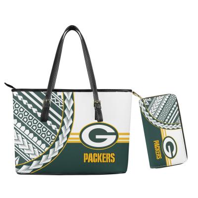 China High Quality Hot Popular Durable NFL Teams Logo Design Purse PU Leather Handbags Ladies Shoulder Bags Custom Wallets 1MOQ for sale