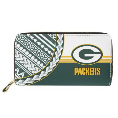 China High Quality Waterproof Drop Shipping Women Grab PU Leather Zipper Wallets Samoa Style NFL Football Team Design Women Purse Card Holder for sale