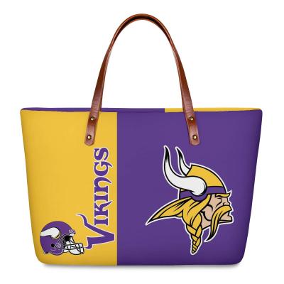 China Customized Durable Designs Women Handbags Ladies Pinch Girls Causal Shoulder Bags NFLL Handbags Football Team Logos Print Tote Bags 1MOQ for sale