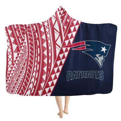 China Anti-Static Popular Warm Super Soft Fleece Football Hooded Blankets Team Logos Print Blankets Hoodie Customized Nap Quilt Casual Warm 1MOQ for sale