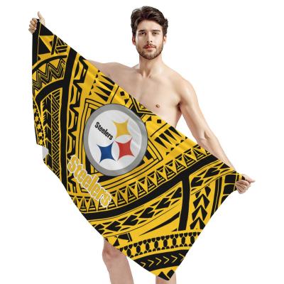 China High Quality 100% Unique Home Cotton Bath Towels Beach Towel NFL Designs Print Large Rectangle Towel Super Soft Custom Picture 1MOQ for sale