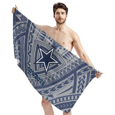 China Large 100% Polynesian Style NFL Football Beach Towels Designs Unique Cotton Fashionable Home Towels Team Logo Print Soft Baby Towels for sale