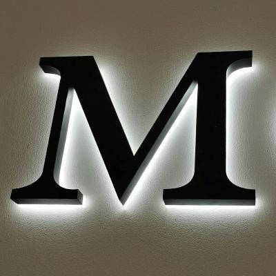 China Buildings Painted Black Back Lighted Stainless Steel Channel Letter Acrylic Led Road Sign Light Up Sign Maker for sale