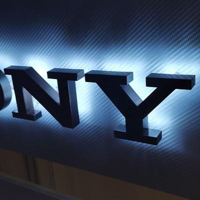 China Buildings Sony Store Door Custom Halo Lighted Metal Channel Letter Led Sign for sale