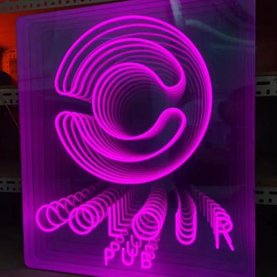 China Endless Loop Newest Buildings Style Mirror Reflect Multiple Shadow Logo Custom Neon Sign for sale