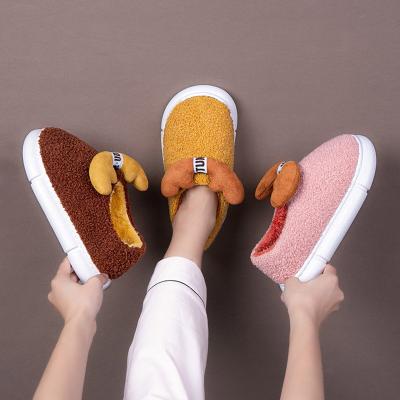 China Fashion trend winter children shoes deer plush warm indoor cute cartoon non-slip non-slip home slippers cotton increased children ladies and men for sale