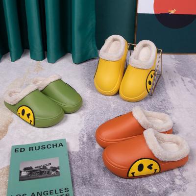 China Winter Fashion Trend Smiley Face Slippers Plush Soft Plush Bedroom Warm Women's Comfortable Outdoor Non-slip Rubber Sole Slip-On for sale