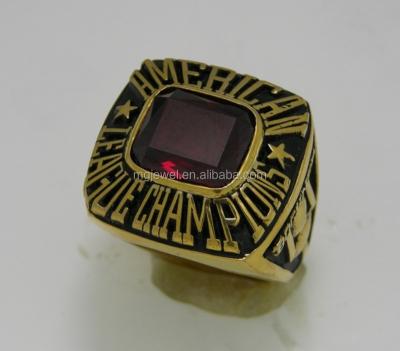 China Stainless Steel Usssa Baseball Gold Championship Rings With RUBY Big Stone for sale