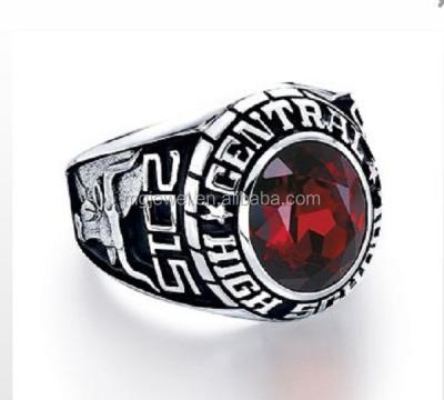 China Custom Personalized Women's Class Sterling Silver Rings Silver With Red Stone for sale