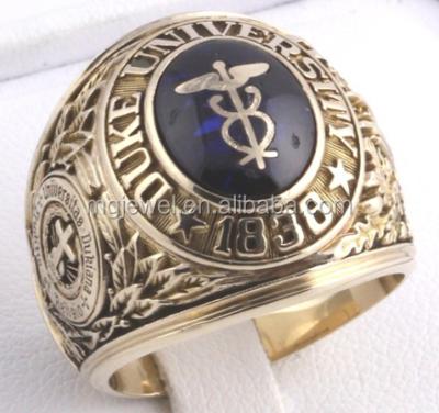 China Silver Unusual College Class Rings With Gold Plating for sale