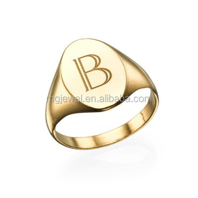 China Solid Stainless Steel Good Quality Jewelry 18K Gold Plated Custom Blank Seal Ring for sale