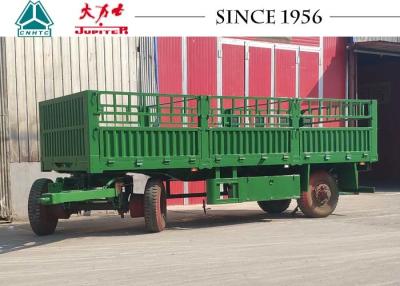 China Green Color 20ft 2 Axle Flatbed Truck Trailer Drawbar Trailer With Side Wall for sale