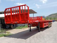 3 axle flatbed trailer with front wall