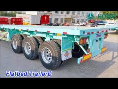 3 Axle Flatbed Trailer Carbon Steel 40ft Heavy Duty For Carrying Container