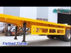 Durable Flatbed Trailer 40 FT 3 Axles Carbon Steel Q345B For Bulk Cargo