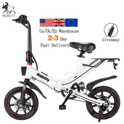 China EU Warehouse Aluminum Alloy 14 Inch Bicicleta Electrica Niubility B14 Electric City Bike 48V 400W Motor 25km/h 80km Foldable Chain for sale