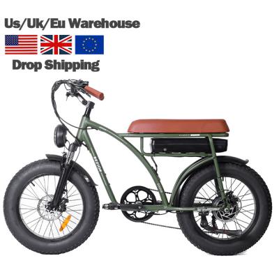 China Classic Retro E Bike Full Suspension 1000w Fat Tire 20*4.0inch Sport Standard Long Seat OEM Mountain Bike Electric City Bike for sale