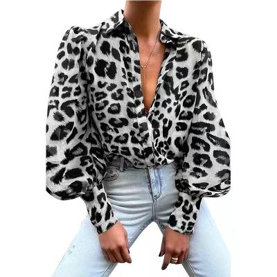 China 2022 Autumn New Lapel Fashion Leopard Straight Casual Shirt Anti-wrinkle for sale