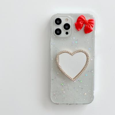 China Sling Case Leather Wallet Suitable For Xiaomi 10 Mobile Phone Case For Redmi NOTE9 Bow Makeup Mirror For Redmi9T Simple Glitter Transparent Soft Female for sale