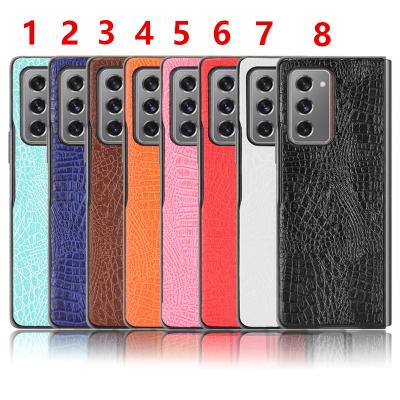 China Sling Case Leather Wallet Suitable For Samsung Z Fold2 5G Cell Phone Case For Galaxy Z Fold 2 Crocodile Pattern Cover Device Hard External Skin for sale