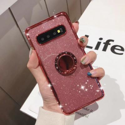 China Sling case leather wallet new single row diamond 11 plating tpu fits Samsung S20Plus cell phone case anti-drop 12/S9 transparent ring for sale