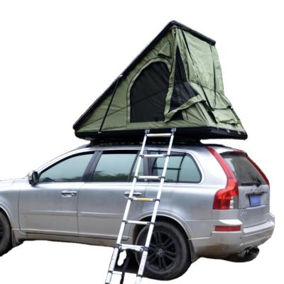 China Extended Windshield Type I Portable Waterproof Canvas Hard Shell Roof Top Tent / Car Roof Top Tent For Camping for sale