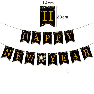 China Festival Home Decoration 2023 New Year Eve Party Supplies Decoration Paper Banner Wholesale Lettering Firework Foil Pull Banner for sale