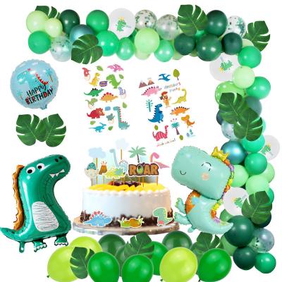 China 1st Birthday Party Backdrop Balloon Dinosaur Theme Kids Boys Birthday Decoration Sets Turtle Back Leaf Balloon Background Wall Decor Party Supplies for sale