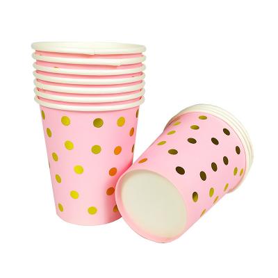 China Writing.Advertising.Promotion Rose Gold Black Gold Hot Stapming Disposable Paper Cup Thicken Tableware Festival Party Supplies Wedding Birthday Drinking Cups for sale