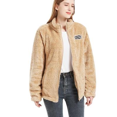 China 2022 Hot Sale CIA Custom Women's Clothing QUICK DRY Logo Wholesale Jaket Shaggy Coral Sherpa Coral Fleece Jacket Thick for sale