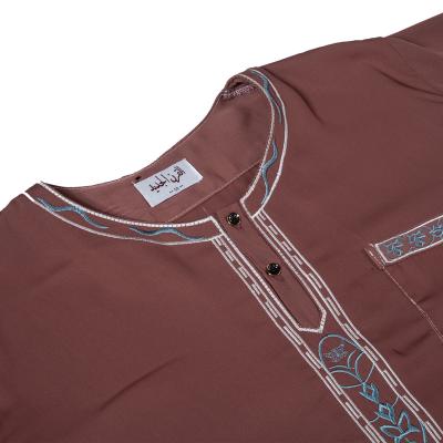 China Cotton+Polyester Embroidery Islamic Clothing Abaya in Dubai Muslim Dress for Kids Embroidery Abaya Round Collar Long Dress for sale