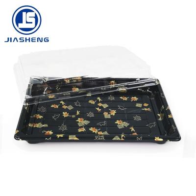 China Food Grade Disposable Sushi Trays Wholesale Full Black Plastic Sushi Container for sale