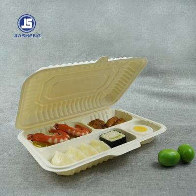 China Sustainable Wholesale 4 Compartment Clamshell Biodegradable Food Container for sale