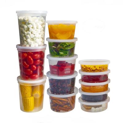 China 100% Food Grade Materials PP Plastic Microwavable Food Storage Containers With Lids 8oz, 16oz, 32oz Freezer Grocery Cups for sale