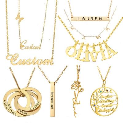 China Customized Jewelry TRENDY Custom Made 18k Gold Thin Nameplate Design Necklace Custom Personalized Stainless Steel Name Necklace for sale