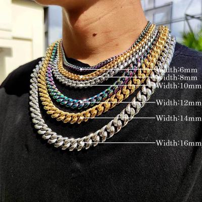 China Chunky Hiphop Hip Hop Jewelry Mens Womens Hiphop Jewelry 18k Silver Gold Plated Stainless Steel Miami Link Chain Jewelry Cuban Necklace for sale