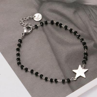 China Fashion Star Charm Jewelry Tasty Black Beads Bracelet Women Simple Adjustable Circle Chain Bracelet For Girl Gift for sale