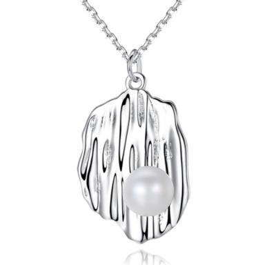 China Silver Creative Design Wrinkled Natural Pearl Decoration Women's Silver Pendant Jewelry 925 Sterling Silver Necklaces for sale