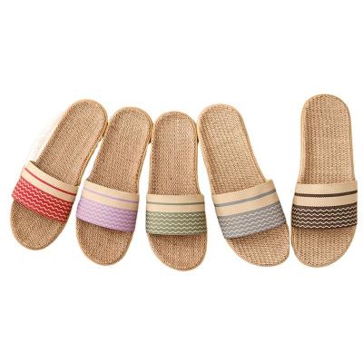 China Summer Home Indoor Canvas Couples Women Fashion Trend Slippers Thick Bottom Anti-skid Durable Thick Bottom Lady Sandal Men for sale